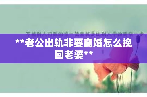 **老公出轨非要离婚怎么挽回老婆**