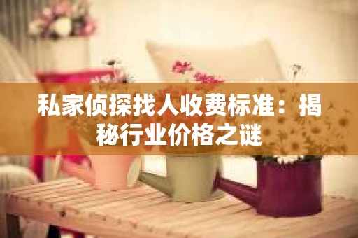 私家侦探找人收费标准：揭秘行业价格之谜