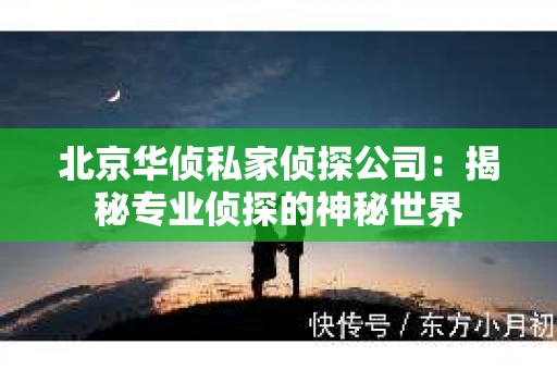 北京华侦私家侦探公司：揭秘专业侦探的神秘世界