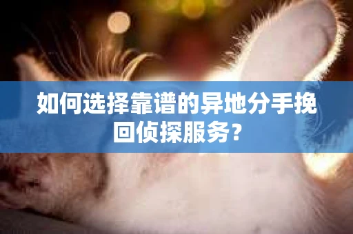 如何选择靠谱的异地分手挽回侦探服务？